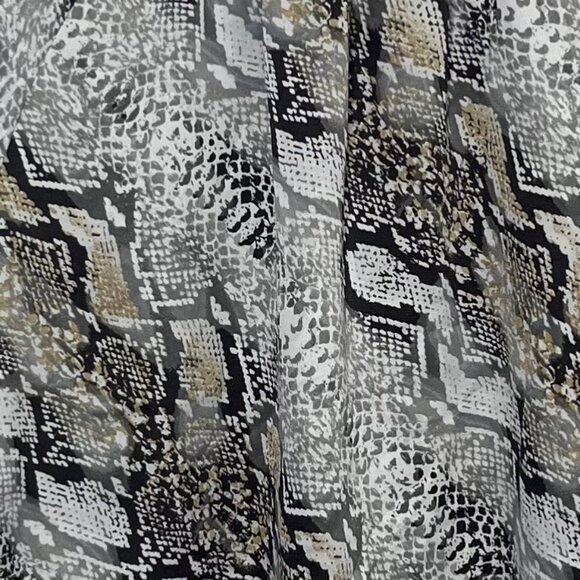 Worthington Snake Print Blouse Shirt Womens PM Medium New Petite Gray Black - Picture 5 of 9